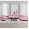 Image de Ensemble de Canapés 3 pcs avec Coussins, Sièges avec Accoudoirs, Fauteuils de Salon Salle de Séjour Maison, Moderne, Rose Velours