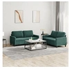 Image de Ensemble de canapés 2 pcs avec coussins Vert foncé Velours
