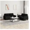 Image de Ensemble de canapés 2 pcs avec coussins Noir Velours