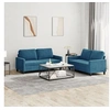 Image de Ensemble de canapés 2 pcs avec coussins Bleu Velours