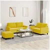 Image de Ensemble de canapés 3 pcs avec coussins Jaune Velours3201512