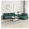 Image de Ensemble de canapés 2 pcs avec coussins Vert foncé Velours