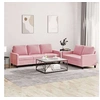 Image de Canape droit 3 places en velours rose 77 x 138 x 80 cm