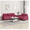 Image de Ensemble de canapés 2 pcs avec coussins Rouge bordeaux Velours3201520