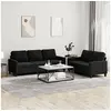 Image de Ensemble de canapés 2 pcs avec coussins Noir Velours