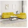 Image de Ensemble de canapés 2 pcs avec coussins Jaune Velours