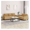 Image de Canape droit 3 places en velours marron 77 x 138 x 80 cm