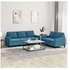 Image de Canape droit 3 places en velours bleu 77 x 138 x 80 cm