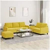 Image de Ensemble de canapés 3 pcs avec coussins Jaune Velours
