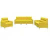 Image de Ensemble de canapés 3 pcs avec coussins Jaune clair Tissu