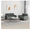 Image de Ensemble de canapés 2 pcs avec coussins Gris foncé Tissu