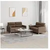 Image de Ensemble de canapés 2 pcs avec coussins Marron Tissu
