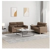 Image de Ensemble de canapés 2 pcs avec coussins marron tissu