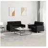 Image de Ensemble de canapés 2 pcs avec coussins noir tissu3201588