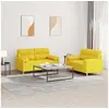 Image de Ensemble de canapés 2 pcs avec coussins jaune clair tissu