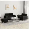 Image de Ensemble de canapés 3 pcs avec coussins noir tissu3201596