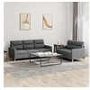 Image de Ensemble de canapés 2 pcs avec coussins Gris foncé Tissu