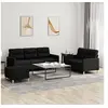 Image de Ensemble de canapés 3 pcs avec coussins Noir Tissu3201612