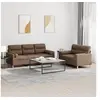 Image de Ensemble de canapés 2 pcs avec coussins marron tissu