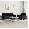Image de Ensemble de canapés 2 pcs avec coussins noir tissu3201620
