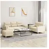 Image de Ensemble de canapés 3 pcs avec coussins crème tissu3201626