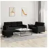 Image de Ensemble de canapés 3 pcs avec coussins noir tissu3201628