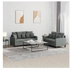 Image de Ensemble de canapés 2 pcs avec coussins Gris foncé Tissu
