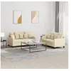 Image de Ensemble de canapés 2 pcs avec coussins Crème Tissu