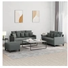 Image de Ensemble de canapés 3 pcs avec coussins Gris foncé Tissu3201657
