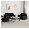 Image de Ensemble de canapés 3 pcs avec coussins Noir Tissu