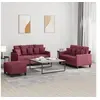 Image de Ensemble de canapés 3 pcs avec coussins Rouge bordeaux Tissu
