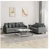 Image de Ensemble de canapés 2 pcs avec coussins Gris foncé Tissu