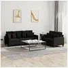 Image de Ensemble de canapés 2 pcs avec coussins Noir Tissu