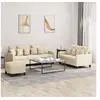 Image de Ensemble de canapés 3 pcs avec coussins Crème Tissu
