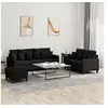 Image de Ensemble de canapés 3 pcs avec coussins Noir Tissu3201676