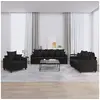 Image de Canape angle fixe 3 places en velours noir 77 x 198 x 80 cm
