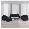 Image de Ensemble de canapés 4 pcs avec coussins Noir Velours