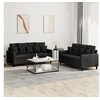 Image de Ensemble de canapés 2 pcs avec coussins Noir Velours