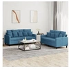 Image de Ensemble de canapés 2 pcs avec coussins Bleu Velours3201709