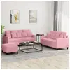 Image de Ensemble de canapés 3 pcs avec coussins Rose Velours