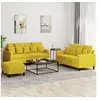 Image de Ensemble de canapés 3 pcs avec coussins Jaune Velours