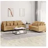 Image de Canape droit 3 places en velours marron 77 x 138 x 80 cm