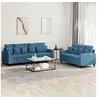 Image de Ensemble de canapés 2 pcs avec coussins Bleu Velours3201729