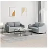 Image de Ensemble de canapés 2 pcs avec coussins Gris clair Tissu
