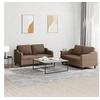 Image de Ensemble de canapés 2 pcs avec coussins Marron Tissu