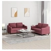 Image de Ensemble de canapés 2 pcs avec coussins Rouge bordeaux Tissu