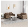 Image de Ensemble de canapés 2 pcs avec coussins marron tissu