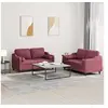 Image de 2-delige Loungeset met kussens stof wijnrood3201824
