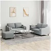 Image de Ensemble de canapés 3 pcs coussins gris clair tissu