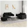 Image de Ensemble de canapés 3 pcs avec coussins noir tissu